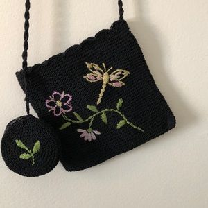 Crocheted cross body bag